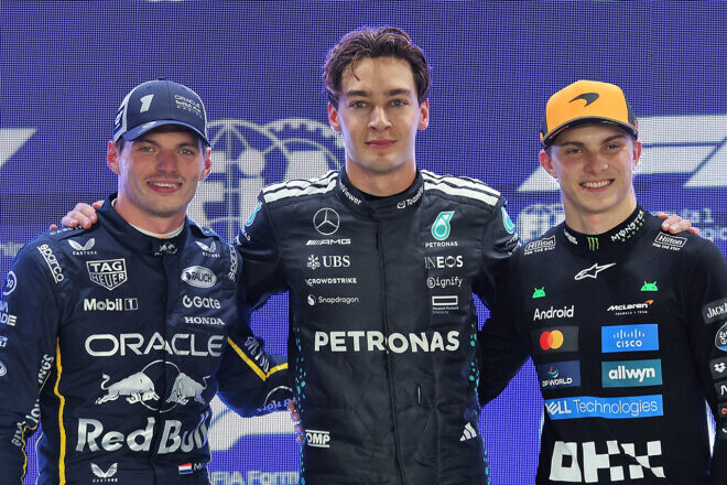 メルセデスのラッセルが今季2回目のPP獲得。角田裕毅はQ3進出ならず【予選レポート／F1第18戦】