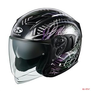 【カブト】のオープンフェイスヘルメット「EXCEED-2」に、新グラフィック「PLUME」が追加！見る角度で色が変化！