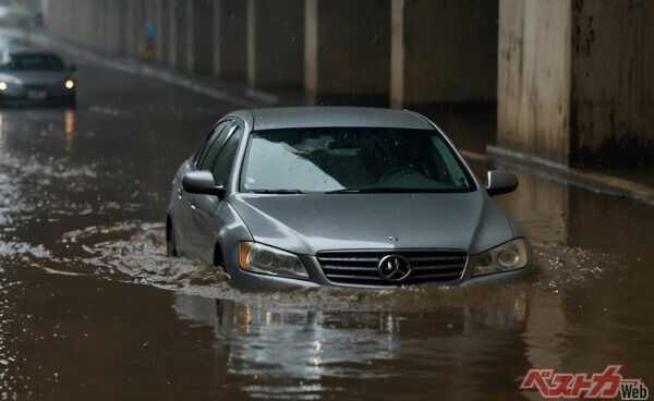 冠水してたら走っちゃダメ！　どうしても走り抜ける必要がある時は…「ゆっくり」と！