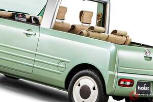 ダイハツの「斬新“4人乗り”軽トラ」に注目！ 丸目レトロな「旧車デザイン」×オープンカーに変更できる!? 4WDで走破性バッチリな「バスケット」どんなモデル？