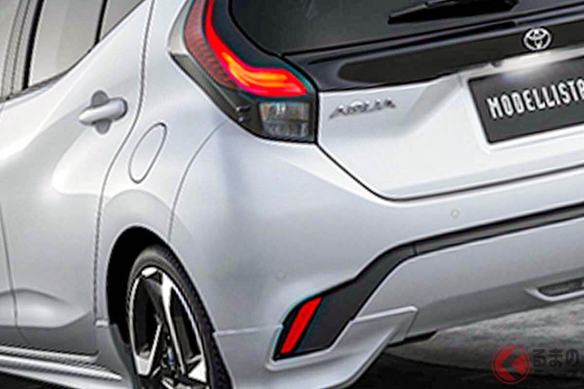 “ミニプリウス”なトヨタ新型「アクア」がスゴイ！ 超精悍エアロ仕様も4年ぶり大刷新！ 最新サメ顔の「新モデル」に適合のモデリスタパーツとは