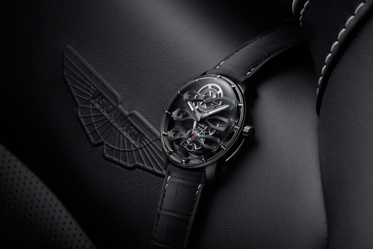 アストンマーティンによって選ばれた軽量なグレード5のチタンで作られたジラール・ペルゴの機械式腕時計「スリー・フライング ブリッジ トゥールビヨン」