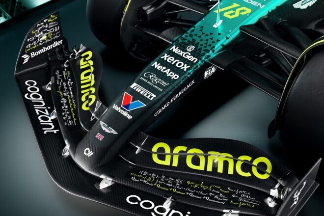 アストンマーティン、アラムコとの初の特別リバリーをアメリカで使用へ。テーマはサイエンス、数式を組み込んだデザイン