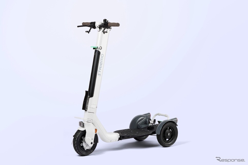 立ち乗り三輪電動モビリティ「ストリーモ」のバランス性能がアップ、バックミラー付きで30万2500円