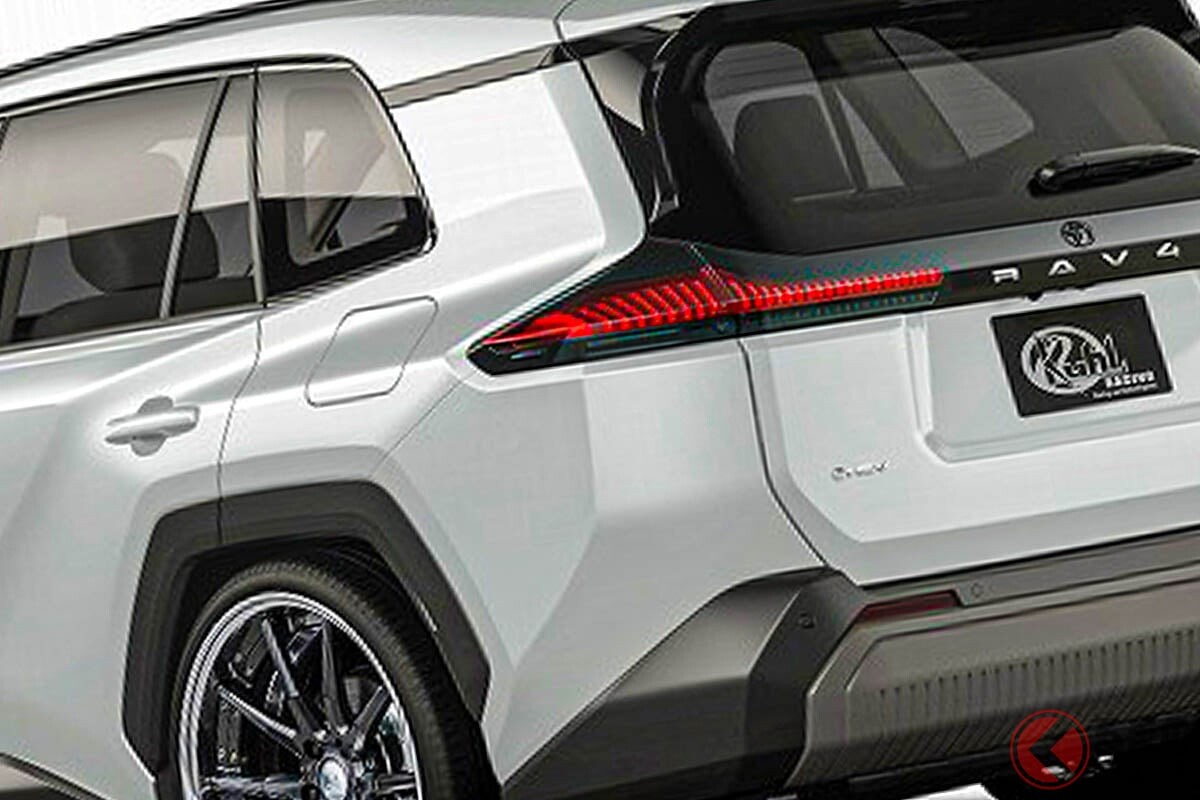 ド迫力の“超”シャコタン!? トヨタ新型「RAV4」の“ベタベタ仕様”公開！ 大径ホイール＆ローダウンの「CORE」作製でKUHLのカスタムパーツ開発も決定