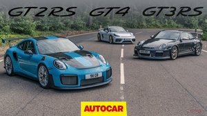 字幕付き動画　ポルシェ718ケイマンGT4 vs 911 GT2RS vs GT3RS　GTシリーズの血統は
