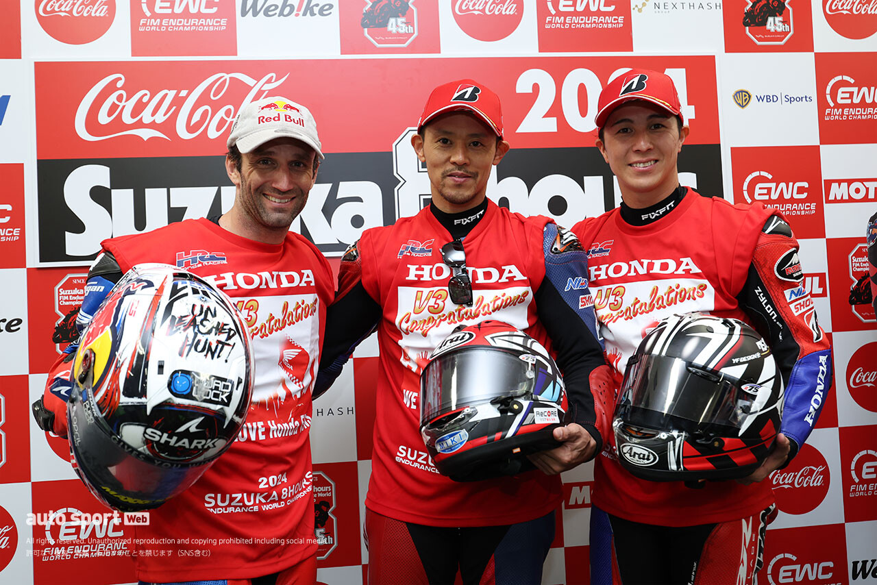Team HRC高橋巧、最多勝利更新とホンダ30勝に安堵「ここをスタートにさらに記録を刻みたい」／鈴鹿8耐 決勝トップ3会見
