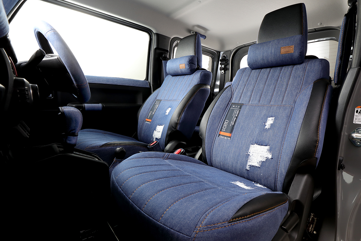 クルマのシートをデニム化 さらにダメージ加工まで可能な新感覚シートカバー 大阪オートメッセ Auto Messe Web の写真 自動車情報サイト 新車 中古車 Carview