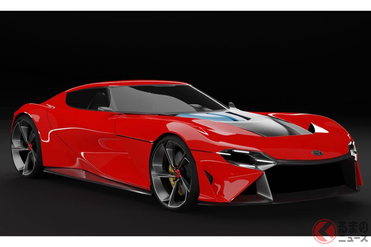 トヨタ「2000GT」が55年ぶりに復活!? 美しきロングノーズを再現！ 赤ボディが存在感示す「2000GR」のレンダリングを投稿！（くるまの