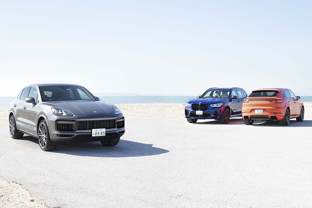 【比較試乗】「ポルシェ・カイエン vs カイエン・クーペ vs BMW X5M」高性能SUVのレシピは走りのブランドならでは。ポルシェとMの流儀