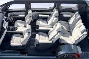 斬新「“3列6／7人”四駆ミニバン」日本初公開に大反響！ 「600馬力超えってスゴイ」「豪華内装が素晴らしい」の声も！ 全長5.2mボディに“ド迫力顔”採用！ 26年発売のジーカー「009」に熱視線！