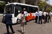 日本初のEVマイクロバスとEV大型観光バスがついに姿を見せた！　EVモーターズ・ジャパン「V8-Micro Bus」と「F8-Coach」がバステクで初公開