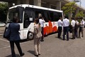 日本初のEVマイクロバスとEV大型観光バスがついに姿を見せた！　EVモーターズ・ジャパン「V8-Micro Bus」と「F8-Coach」がバステクで初公開