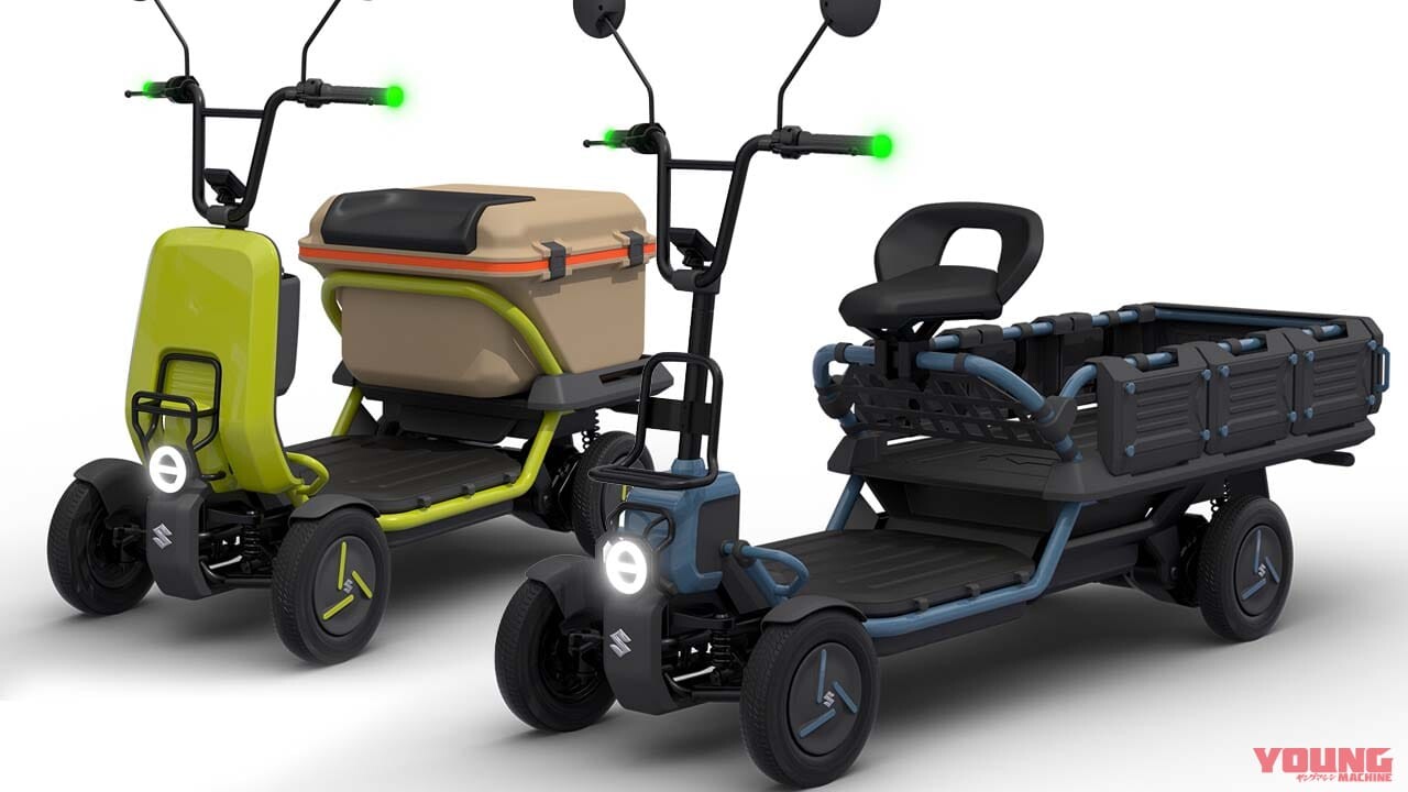 スズキが4輪の特定原付「スズライド」「スズカーゴ」を発表！ 20km/hで走るクールなセニアカー?!【JMS2023】