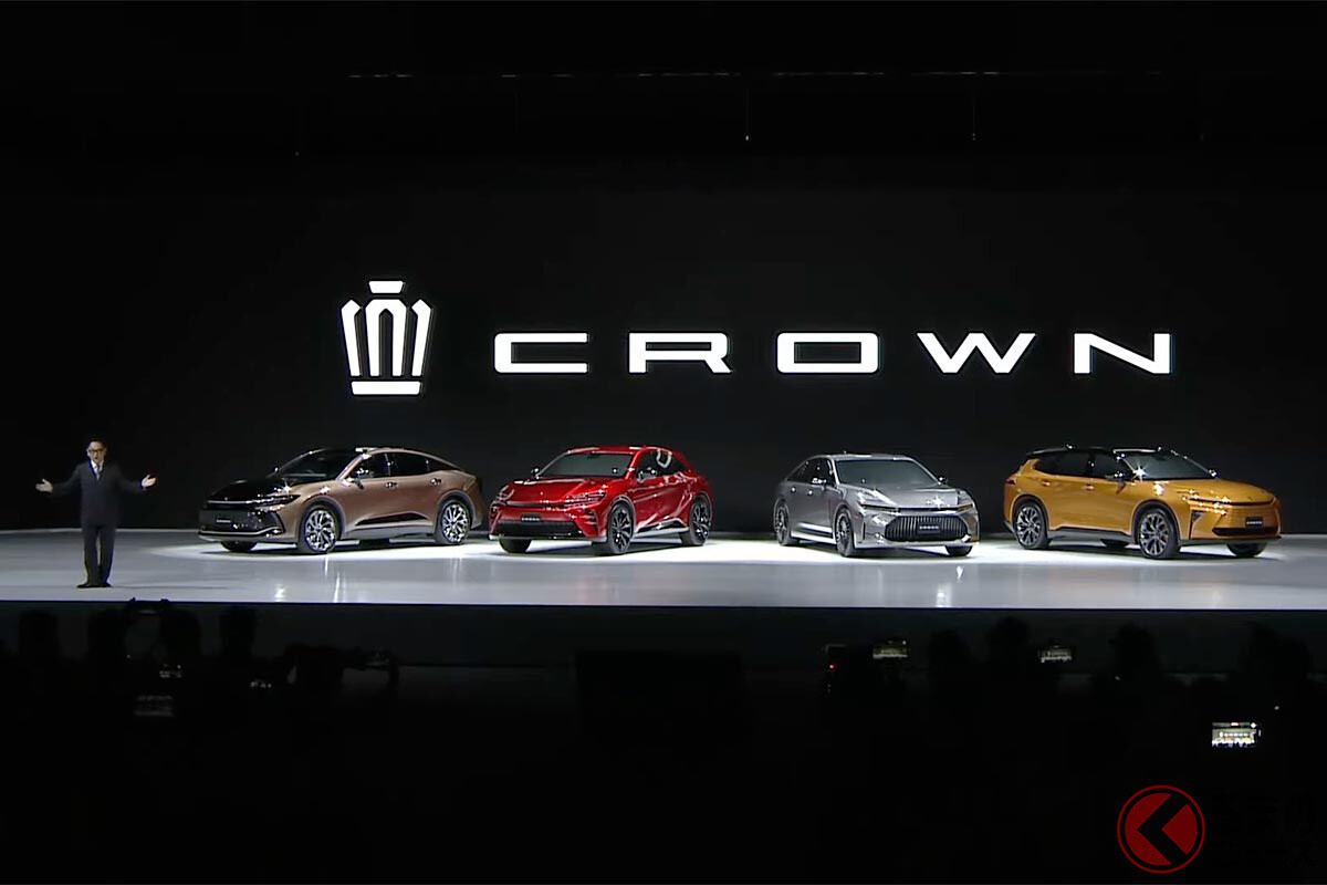 トヨタ 新型「クラウン」世界初公開！ 4年ぶり全面刷新「16代目」はSUV＆セダンなど「4仕様」の多様化へ