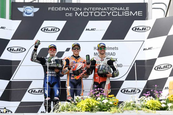 独走で完全優勝のマルケス「最初から最後までリードする戦略だった」／MotoGP第9戦ドイツGP 決勝トップ3コメント