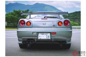 6000万円超え！ 日産「ほぼ新車のR34 GT-R」出現に反響多数！ 「ここまで高いのか」「ついに…」 伝説の「最終モデル」は10倍の価格に！ もはや新車な「R34ニュル」米AACに登場