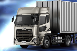 UDトラックスが「クオン」2026年型を発表！ 迅速シフトに磨きをかけた12段AMTとスタイリッシュなフロントマスクを新採用!!