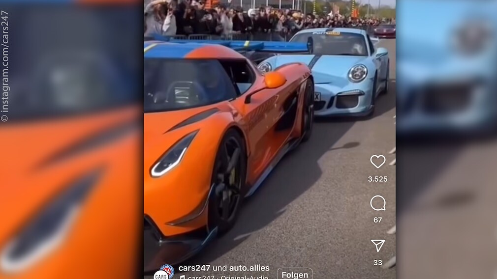【クラッシュ！】というかゴッツンコ　スーパーカーがハイパーカーに追突！ポルシェ911 GT3がケーニグセグ ジェスコにおかま　修理費高くつくぞー！