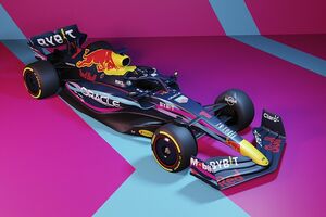 レッドブル、F1マイアミGP特別カラーリングを公開。ファン公募からマシンが切り裂く空気を表現した案が選ばれる