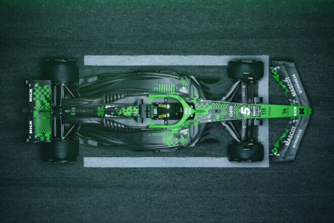キック・ザウバー、F1スペインGP用スペシャルカラーリングを発表。ピクセルモチーフを取り入れたデザイン