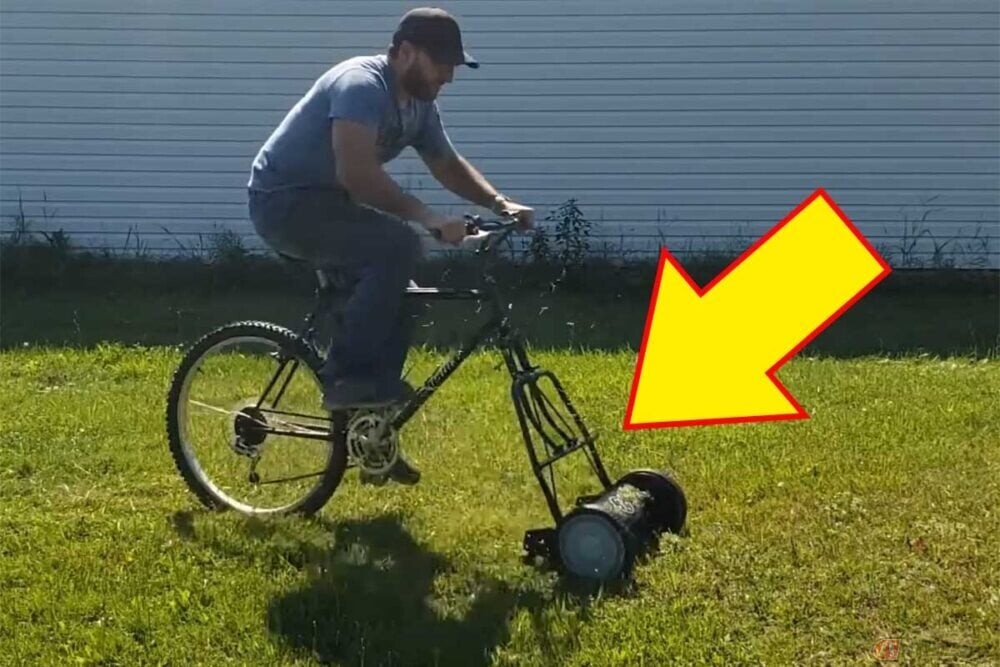 それじゃ曲がれないぢゃん……自転車の前輪部分を「芝刈り機」にDIYトランスフォーム!!　ちょっと呆れる動画に視聴者から反響