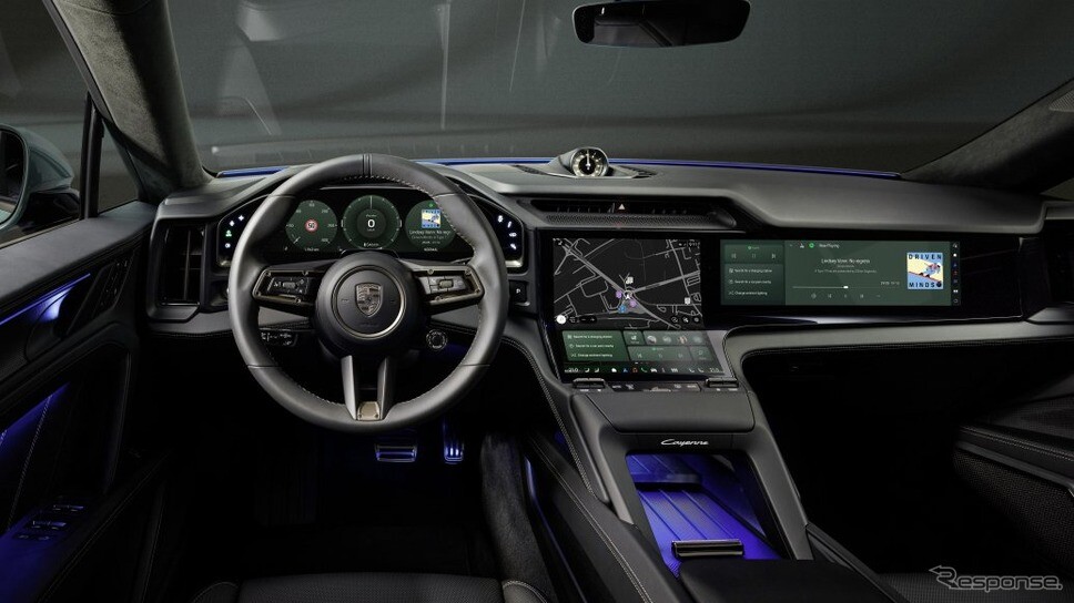 ポルシェ『カイエン』次期型のEV、インテリア先行公開…14.25インチOLED製フルデジタルメーター採用