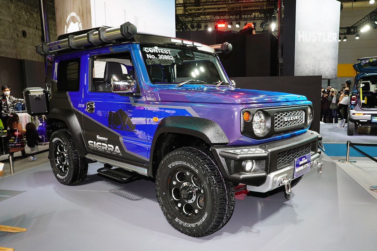 ジムニーシエラの マリンブルー仕様 オトナのレジャースタイルを提案する１台とは 大阪オートメッセ Auto Messe Web 自動車情報サイト 新車 中古車 Carview