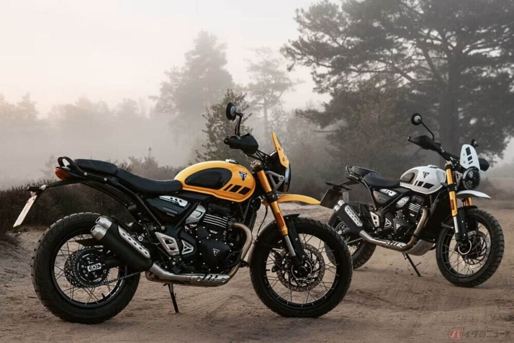 普通自動二輪で乗れる「トライアンフ」の新型モデルが日本上陸!! 2年間の距離無制限の保証も付帯する「スクランブラー400XC」を9月に発売