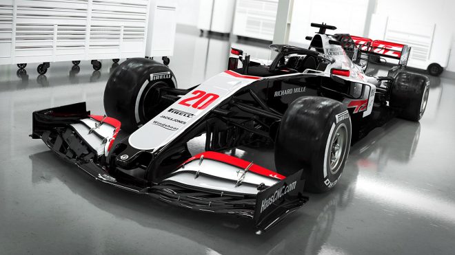 ハースf1チーム 年型マシン Vf のカラーリングを発表 モノクロ基調に一新 Autosport Web 自動車情報サイト 新車 中古車 Carview