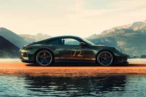 初代911デザイナーの愛車をオマージュした限定モデル「911 GT3 90 F.A.ポルシェ」。創業家公認の特別なグリーンメタリックを採用