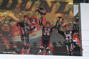 2年連続で逆転表彰台のヨシムラ「今季は厳しいレースが続いていたから優勝した気分」／鈴鹿8耐 決勝トップ3会見