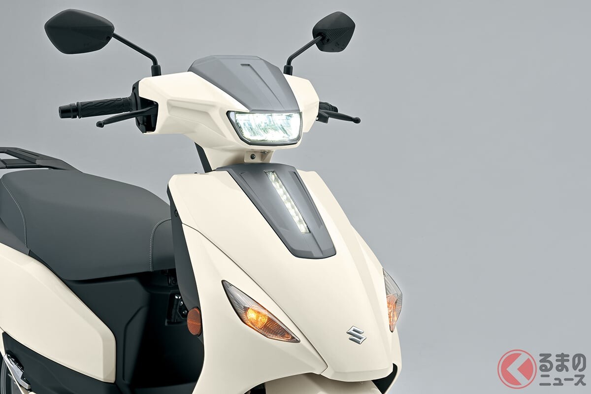 スズキが人気モデル「アドレス」の快適仕様を日本初公開！  排気ガス出ないエコモデル!? シート下には収納スペース完備！ 「e-Address」をJMS2025に展示