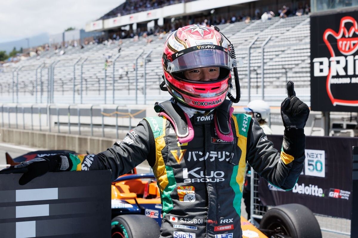 富士5連勝へ視界良好。前戦独走優勝の坪井翔がPP獲得｜スーパーフォーミュラ第7戦