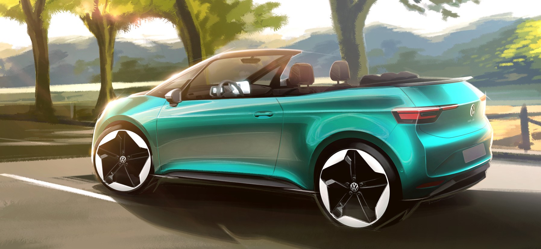 Vwが電気自動車id 3のコンバーチブルモデルのイラストを公開 ルーフ素材はファブリック Carview 自動車情報サイト 新車 中古車 Carview