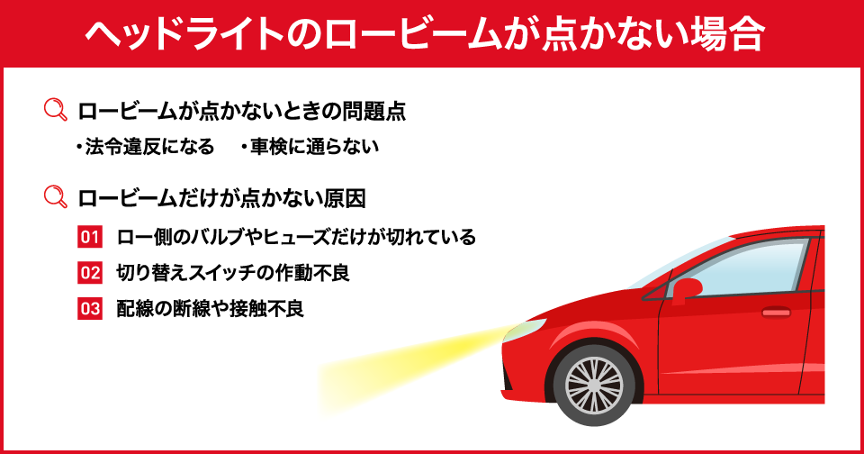 車のヘッドライトでロービームが点かないときは故障？原因や修理費用を解説