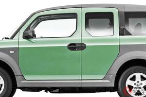 5速MTもあり！ ホンダ「斬新”カクカク”SUV」がスゴかった！ めちゃ「ユニークすぎデザイン」＆パカっと開く“観音ドア”採用！ タフすぎる「エレメント」は登場が早すぎた1台