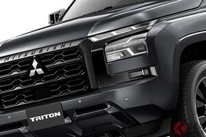 三菱「“新”スゴい本格四駆」発売！ 全長5.3mのロングな“カクカク”ボディ×真っ黒パーツがカッコいい！ 精悍＆特別な「トライトン ブラックエディション」どんなモデル？
