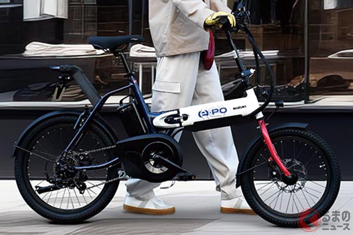 航続距離30km、折り畳めるスズキの「原付一種」モペット 公道走行調査も実施した「e-PO」最新仕様をJapan Mobility Show 2025で披露