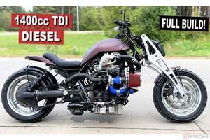爆誕!!　バイクに1.4Lディーゼルターボエンジン搭載!?　海外のニュースクールカスタムに注目!!
