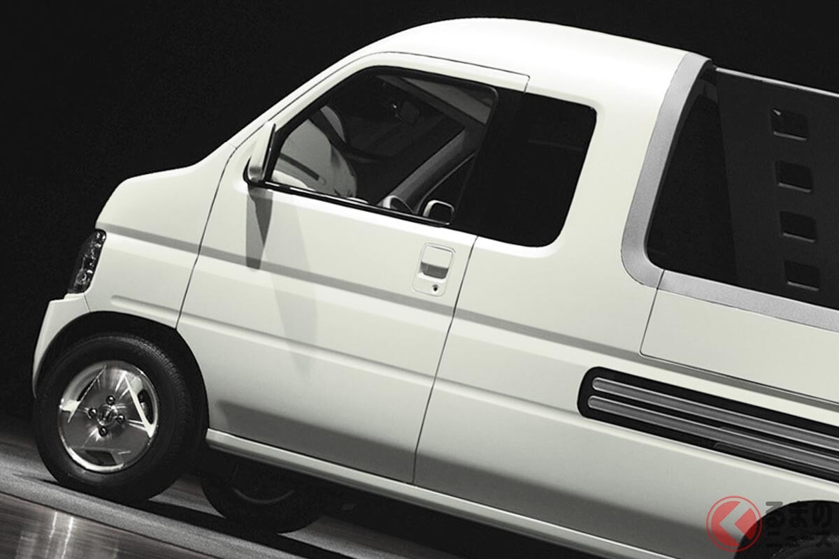 ホンダ斬新「“ハイルーフ”軽トラ」は趣味にサイコー！ 快適な“ひろびろ運転席”と「2段の荷台」で使い勝手バツグン！ 個性的な“ギラ顔”も採用した「軽商用車」ホビックコンセプトとは！