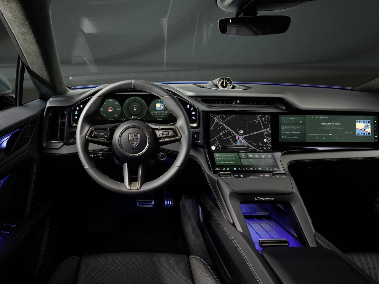 ポルシェが「カイエン エレクトリック」のインテリアを公開、デジタル化と室内体験を再定義