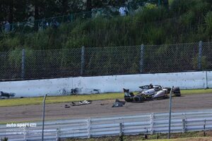 最終コーナーで戦慄のクラッシュ。大湯都史樹「『全開はダメ』と分かっていながら、いった感じ」／第8戦SUGO予選
