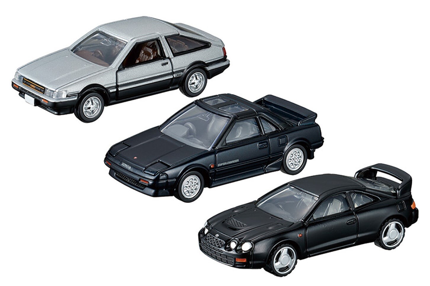 “大人向け”トミカにトヨタの名車「カローラ レビン」「MR2」「セリカ GT-FOUR」が3台セットになって登場！【クルマとホビー】