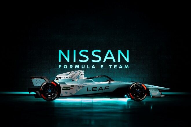ニッサン・フォーミュラE、最終戦ロンドンE-Prixで特別カラーを採用。新型日産リーフを記念しターコイズブルーに