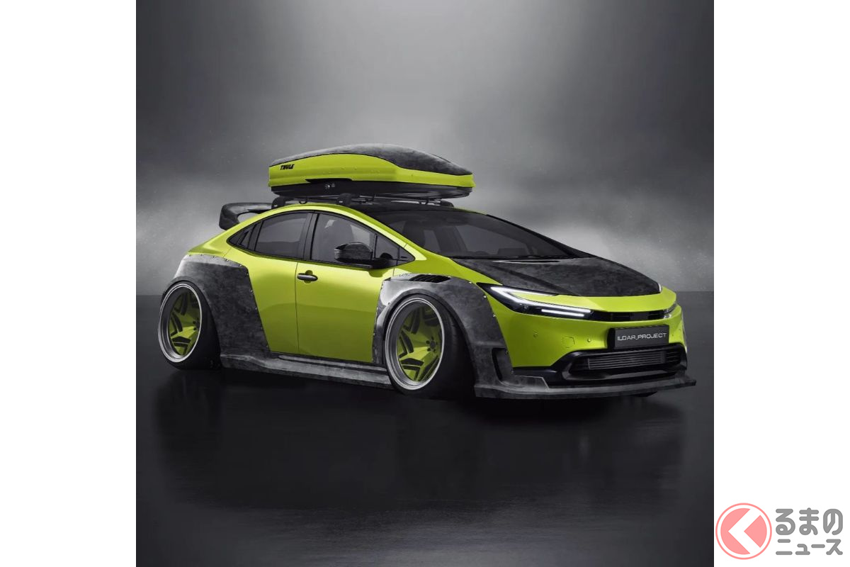 トヨタ新型 プリウス に ド派手な ワイドフェンダー シャコタン仕様 鮮烈グリーンが眩しい カスタム仕様 Cgが公開 くるまのニュース 自動車情報サイト 新車 中古車 Carview