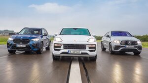 【ヘビー級パワーSUV比較テスト】絶対的王者ポルシェ カイエンにメルセデスAMG GLE 63 SクーペとBMW X5 Mコンペティションが挑む！