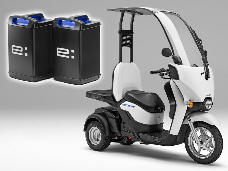【ホンダ】新型交換式バッテリーを採用！ 法人向け電動三輪スクーター「GYRO CANOPY e:」を10/29発売