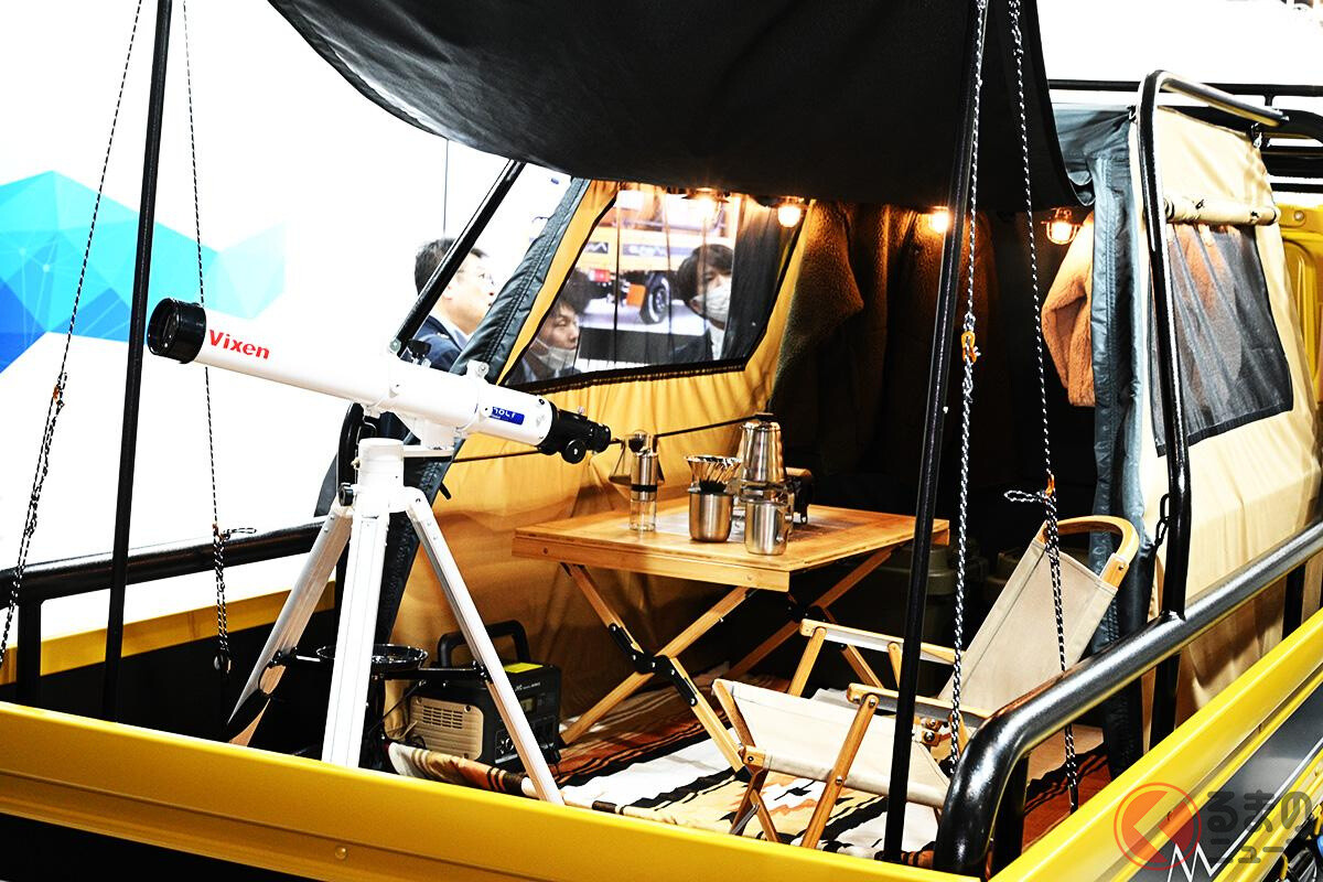 いすゞが斬新「どこでも荷台泊仕様」を初公開！ 自由にキャンプ出来ちゃう？ 純正オプションで市販化も検討か