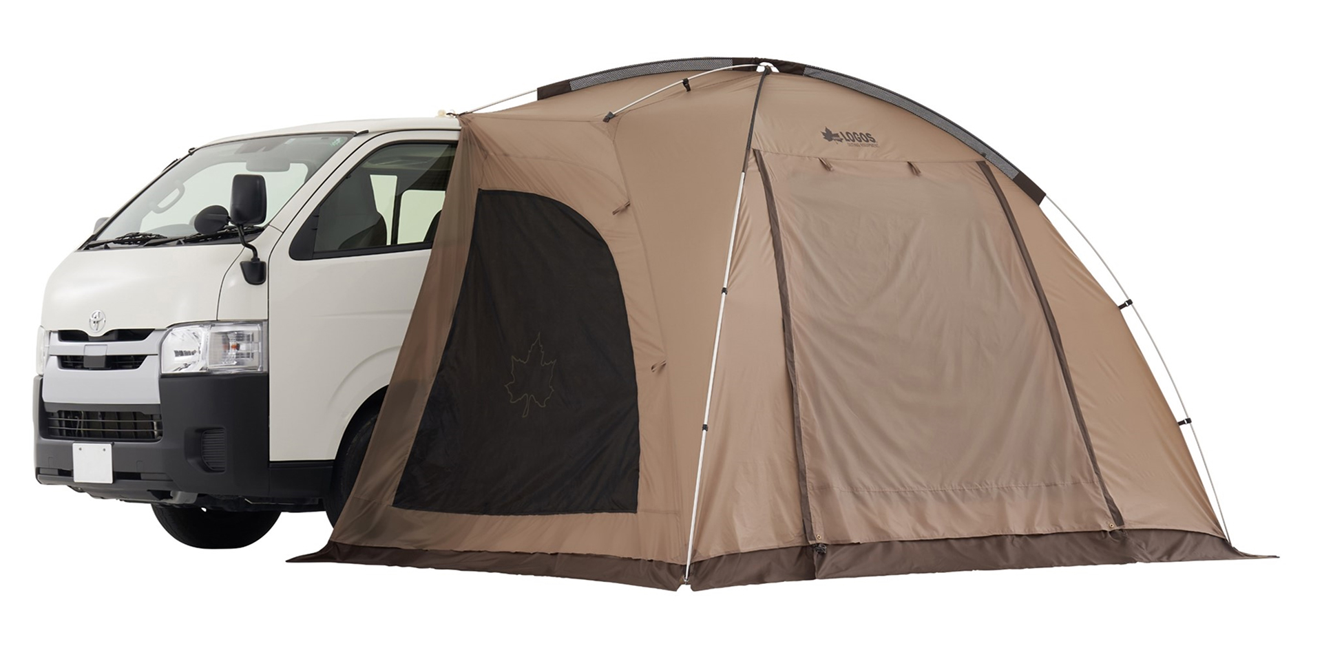 ゆったりとしたリビングスペースが出現 大型ミニバンに連結できるlogosのカーサイドテント Tradcanvas ハイタイプカーサイドオーニング Dime 自動車情報サイト 新車 中古車 Carview